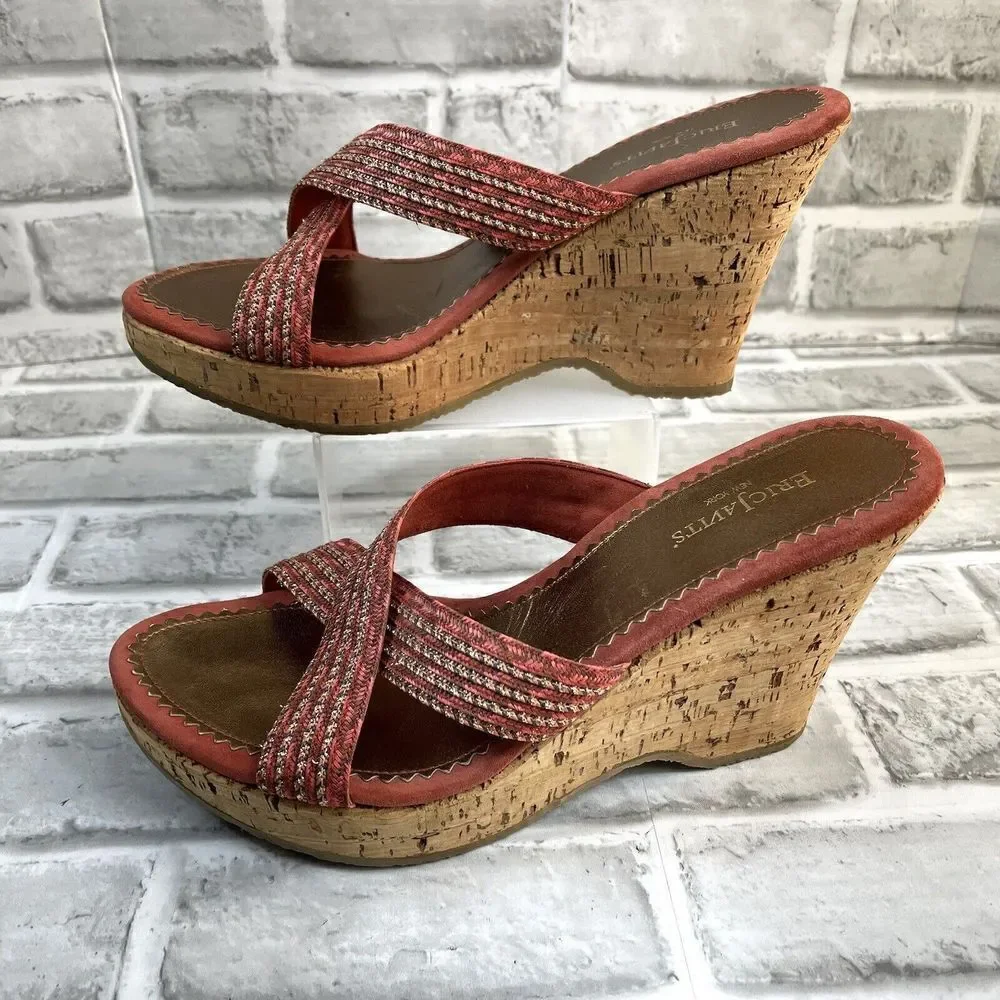 Eric Javits New York Women’s 10 Woven Wedge Crisscross Cork Sandals